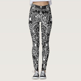 Leggings Blanco en mandala negra
