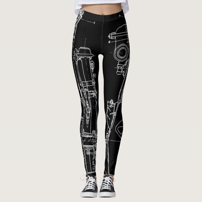 LEGGINGS BLANCO FABULOSO DEL NEGRO DEL MODELO DEL DIBUJO (Anverso)