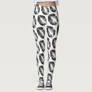 Leggings Blanco moderno de los labios negros del purpurina