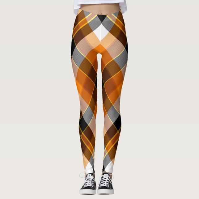 Leggings Blanco, Naranja, amarillo y negro de Halloween (Anverso)