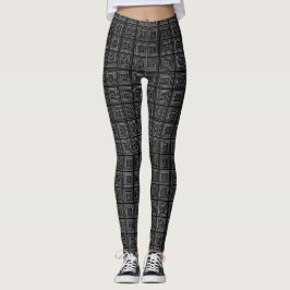 Leggings Blanco negro de los riscos cuadrados