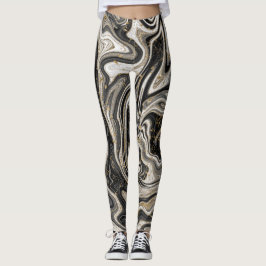 Leggings Blanco Negro y Chic Swirl Moderno Abstracto