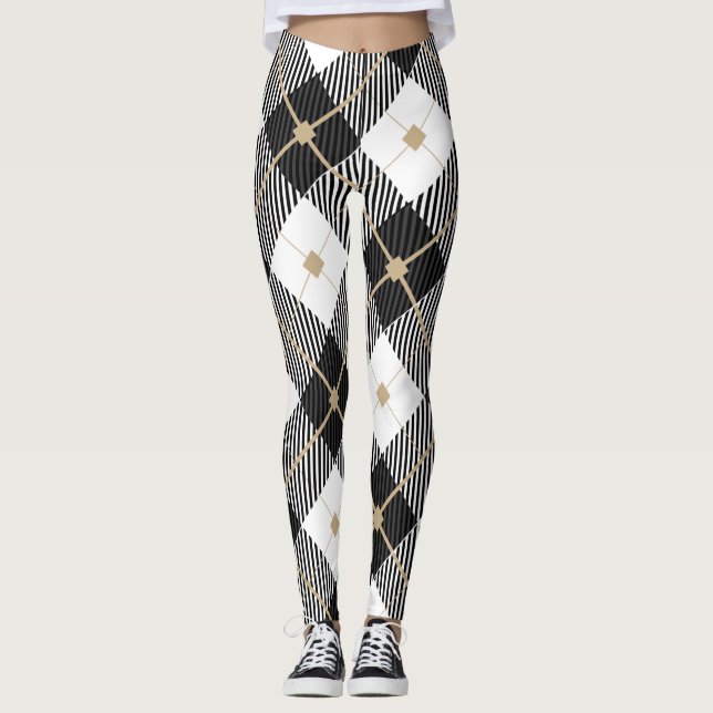 Leggings Blanco negro y oro revestido (Anverso)