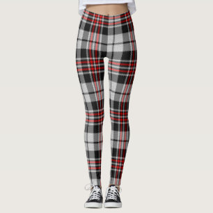 Leggings Blanco negro y rojo trenzado