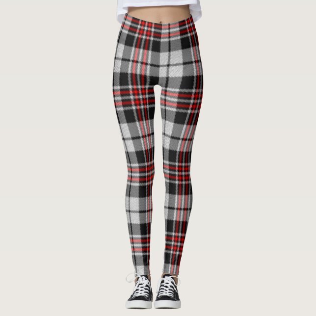 Leggings Blanco negro y rojo trenzado (Anverso)
