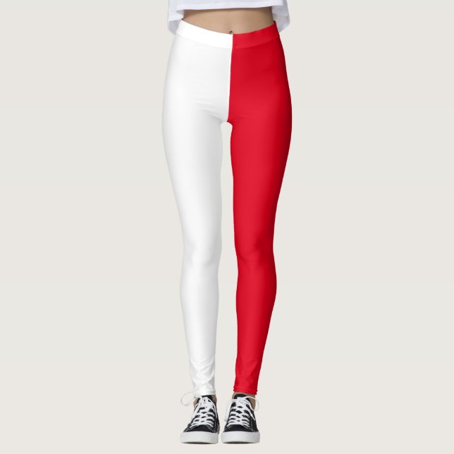 Leggings Blanco rojo de dos tonos (Anverso)