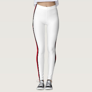 Leggings Blanco rojo rayado