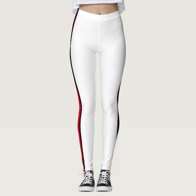 Leggings Blanco rojo rayado (Anverso)