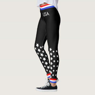 Leggings Blanco rojo y azul en negro