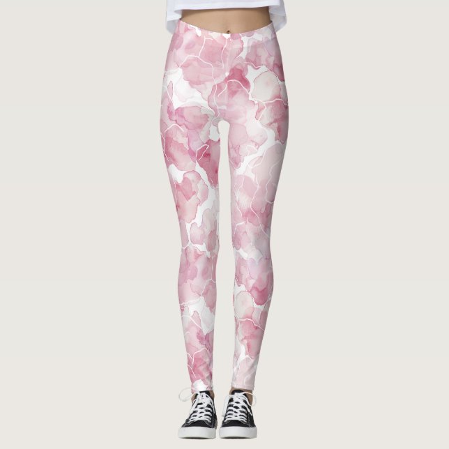 Leggings Blanco rosa abstracto (Anverso)