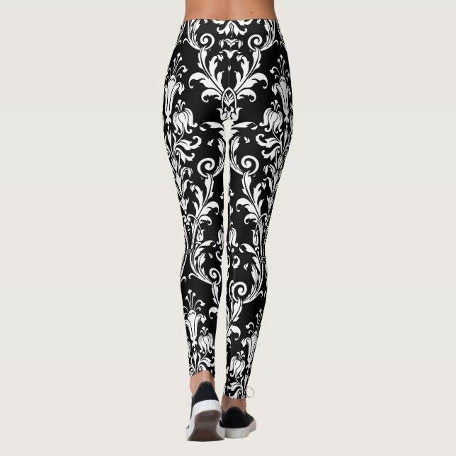 Leggings Blanco Sobre Bañera Floral Negra Damasco (Reverso)