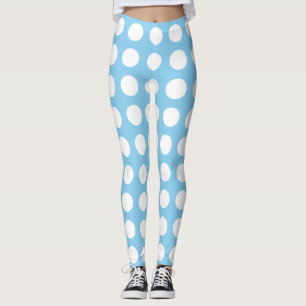 Leggings Blanco sobre el bebé azul Gran tamaño Horiz. Lunar