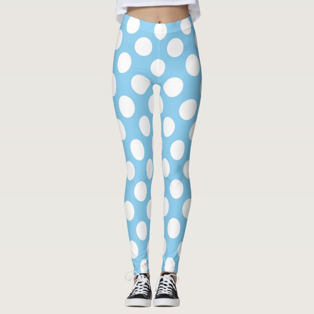 Leggings Blanco sobre los puntos de Polka de tamaño grande  (Anverso)