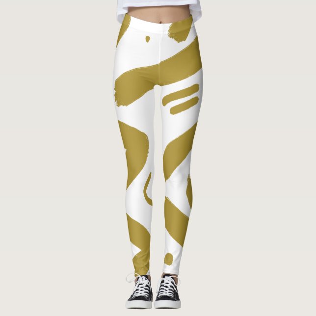 Leggings Blanco tribal y oro (Anverso)