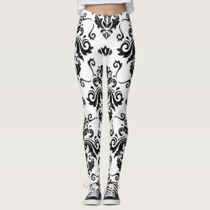 Leggings Blanco y negro oriental: Textura clásica