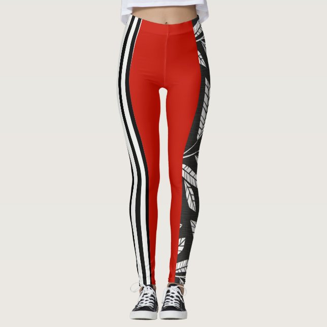 LEGGINGS BLANCO Y NEGRO ROJOS (Anverso)