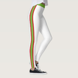 Leggings Blanco y verde rojo alegre y festivo