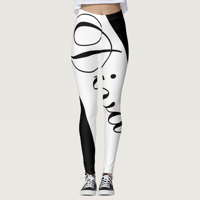 Leggings Blancos y negros de las mujeres (Anverso)