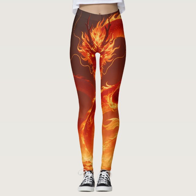 Leggings Blazing Fire Dragon | Mythical Flame Dragon Fantas (Anverso)