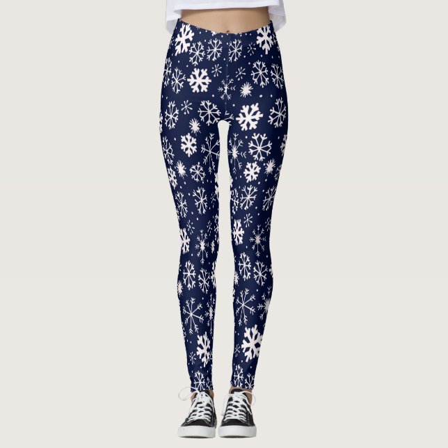 Leggings Blizzard de copos de nieve dibujado a mano con Bl  (Anverso)