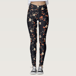 Leggings Bloom nocturno: Patrón floral rojo sin foco