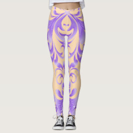 Leggings Bloom oceánico: Armonía de onda morada / Arte eleg