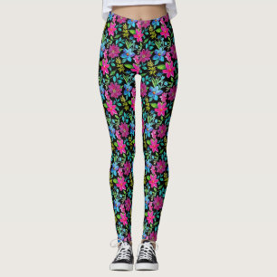 Leggings Blooming flower garden chic floral foliage