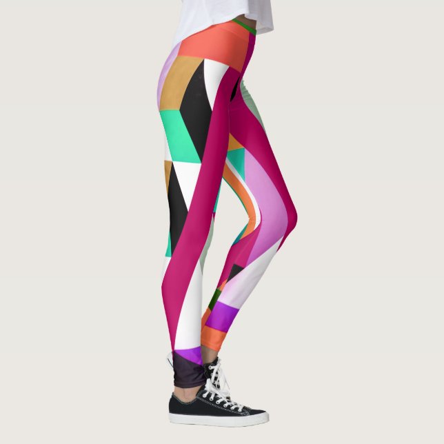 Leggings Bloque geométrico arte brillante colorido moda (Derecha)