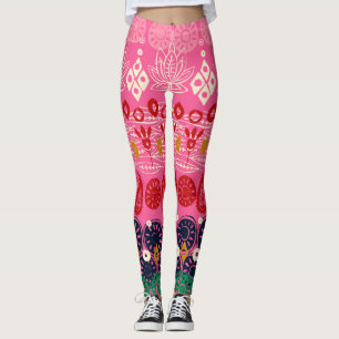 Leggings bloque loto rosa
