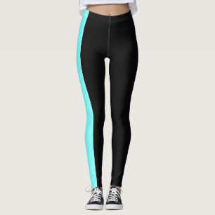 Leggings bloqueo de color azul claro negro Mujeres Piernas