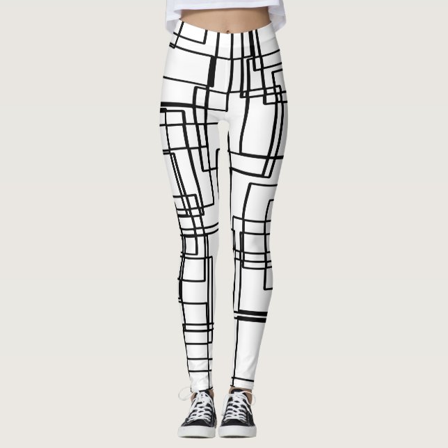 Leggings Bloques blancos y negros modernos, modelo de los (Anverso)