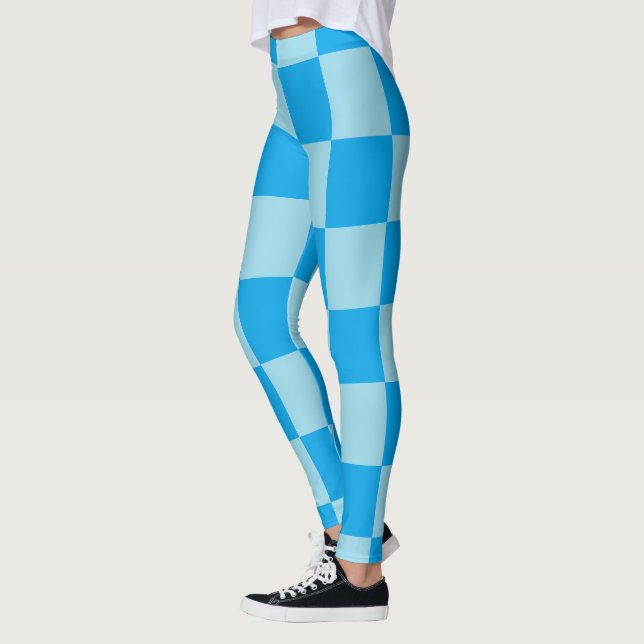 Leggings Bloques cuadrados azules geométricos (Izquierda)