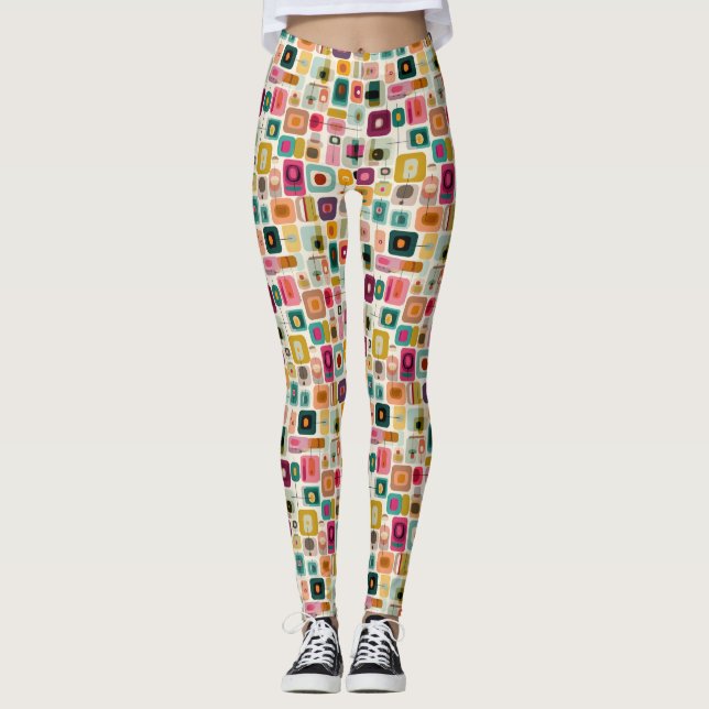 Leggings Bloques de color RETRO Bloques geométricos moderno (Anverso)