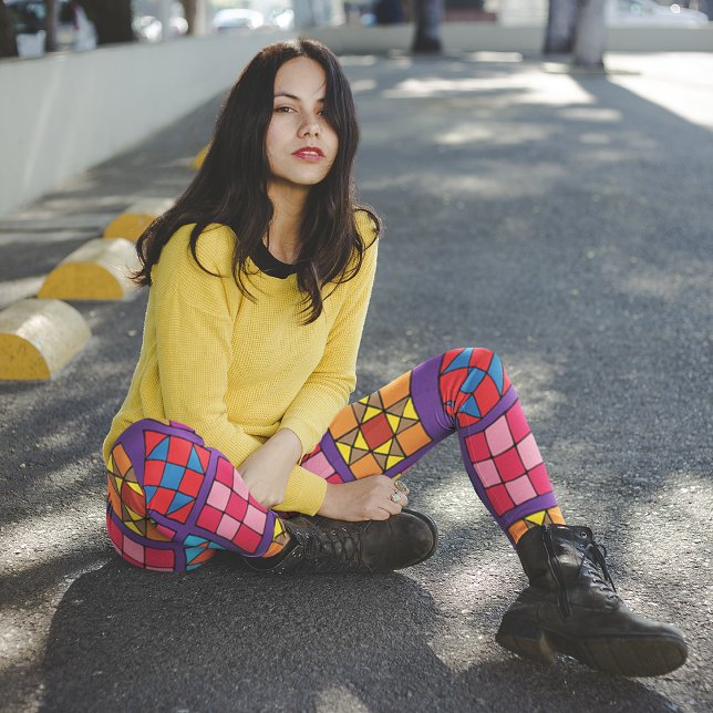 Leggings Bloques multicolor de trama de muestreo (Subido por el creador)