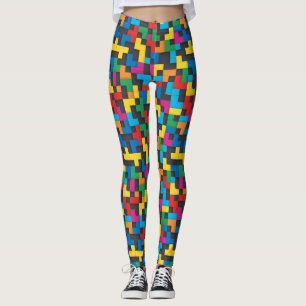 Leggings Bloques Retro Tetris Patrón Continuo
