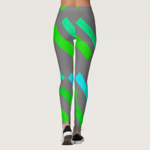 Leggings Bloques turquesas verdes centrados en las piernas 