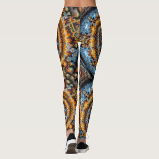 Leggings blue and gold fractal swirl