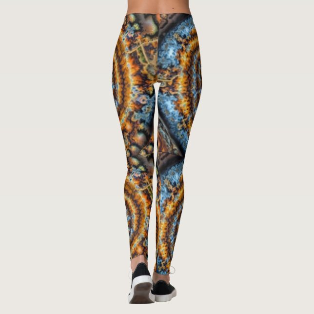 Leggings blue and gold fractal swirl (Reverso)