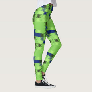 Leggings blue and green geometric pattern