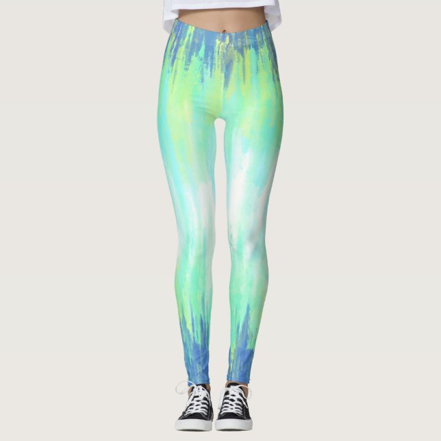 Leggings Blue Aqua White Tie Dye (Anverso)