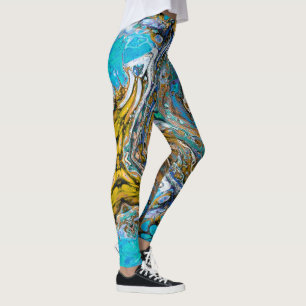 Leggings Blue Beach, River water y stones (arte abstracto)