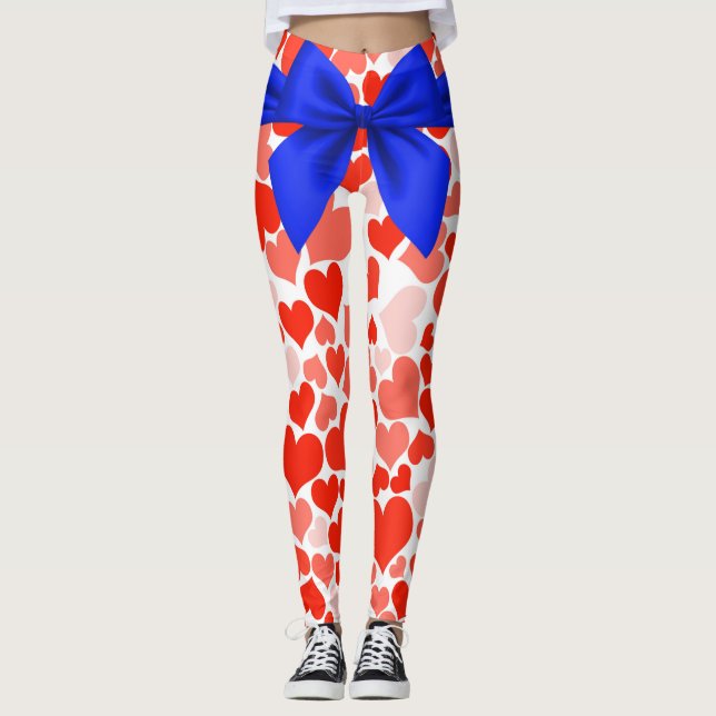 Leggings Blue Bow y Red Pink Hearts  (Anverso)
