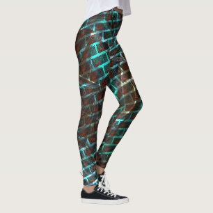 Leggings Blue brown rust, scratches, small brick or grid