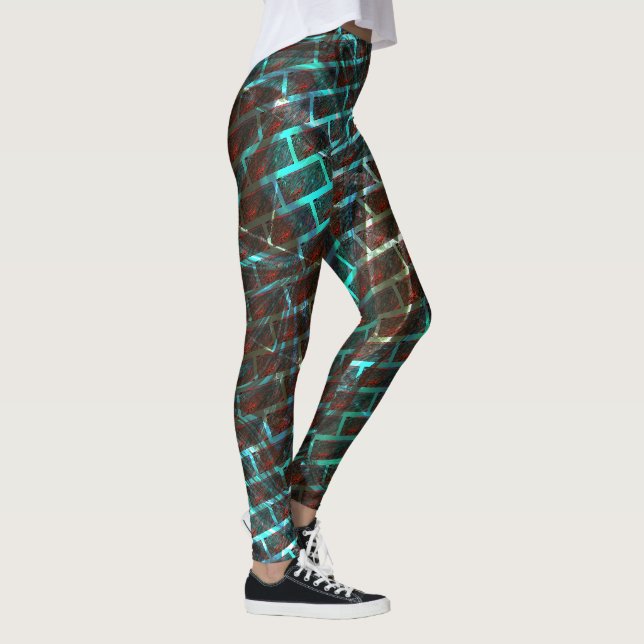 Leggings Blue brown rust, scratches, small brick or grid (Derecha)