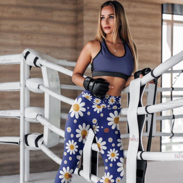 Leggings Blue Daisies con estampado floral | Piernas (Subido por el creador)