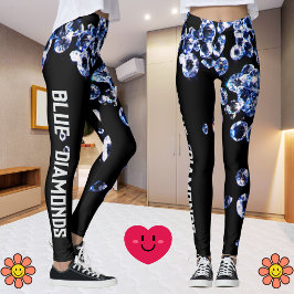 Leggings Blue Diamond Modern Fashion Black Template
