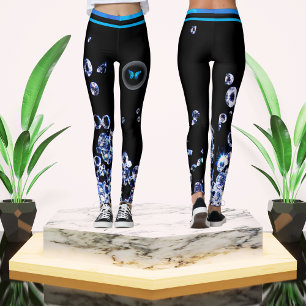 Leggings Blue Diamond Modern Moda de moda Moda Negra