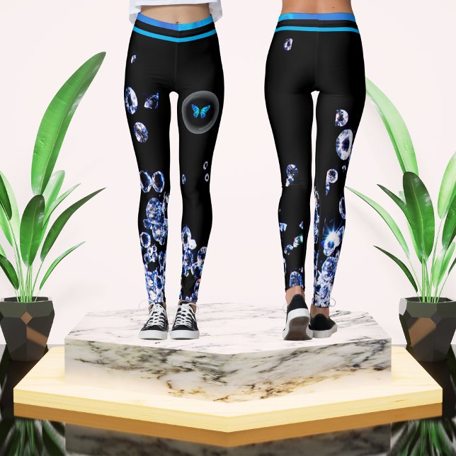 Leggings Blue Diamond Modern Moda de moda Moda Negra (Subido por el creador)
