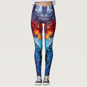Leggings Blue Ember Blue Red Contemporary Resumen Arte