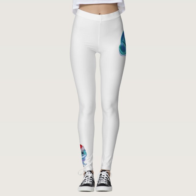 Leggings Blue frog with Santa hat. (Anverso)